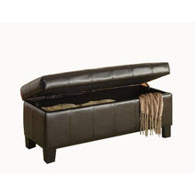 Load image into Gallery viewer, Dark Brown Faux Leather Upholstered Storage Bench