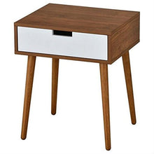 Load image into Gallery viewer, Modern Mid-Classic End Table Nightstand in Light Walnut and White