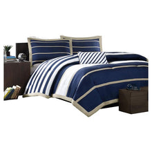 Load image into Gallery viewer, Twin - Twin XL Comforter Set in Navy White Khaki Stripes