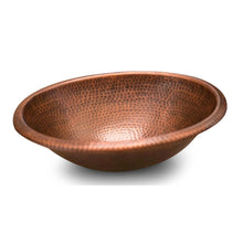 Load image into Gallery viewer, Hammered Copper Oval Bathroom Sink Vessel 17 x 13 inch