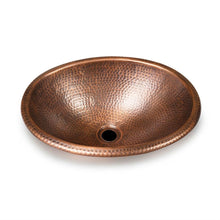Load image into Gallery viewer, Hammered Copper Oval Bathroom Sink Vessel 17 x 13 inch