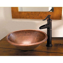 Load image into Gallery viewer, Hammered Copper Oval Bathroom Sink Vessel 17 x 13 inch