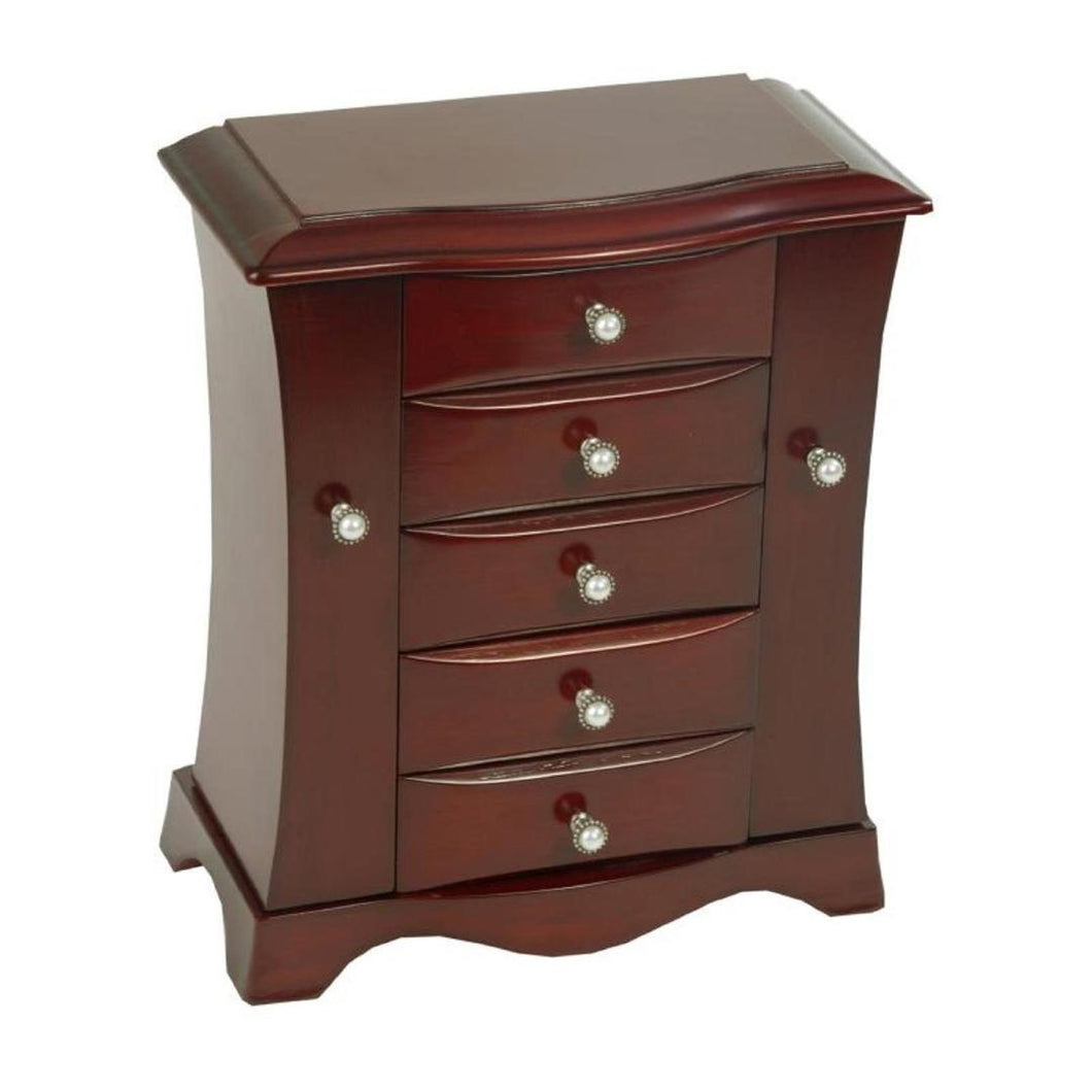 4-Drawer Jewelry Box in Cherry - Mahogany Wood Finish