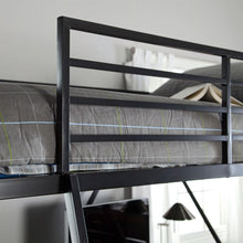 Load image into Gallery viewer, Modern Twin over Desk Loft Bed with Ladder in Black Metal Finish