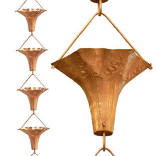Load image into Gallery viewer, Floral Wide Mouth Copper Rain Chain with Easy Install Copper Hook