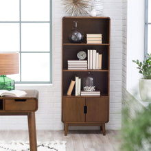Load image into Gallery viewer, Modern Classic Mid-Century Style Bookcase Cabinet in Wallnut Wood Finish