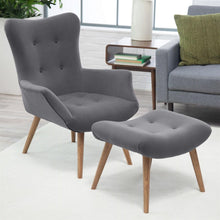 Load image into Gallery viewer, Modern Classic Mid-Century Style Gray Accent Chair and Ottoman