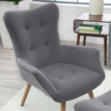 Load image into Gallery viewer, Modern Classic Mid-Century Style Gray Accent Chair and Ottoman