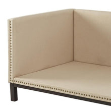 Load image into Gallery viewer, Tan Linen Fabric Upholstered Mid-Century Modern Daybed