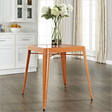 Load image into Gallery viewer, Mid Century French Cafe Style Metal Dining Table in Orange