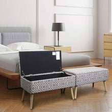 Load image into Gallery viewer, Mid-Century Style Ottoman Footrest Storage Bench in Grey and White