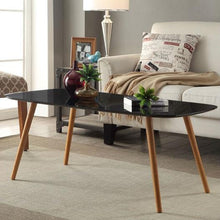 Load image into Gallery viewer, Modern Classic Mid-Century Style Black Top Coffee Table with Solid Wood Legs
