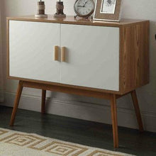Load image into Gallery viewer, Mid-Century Modern Console Table Storage Cabinet with Solid Wood Legs
