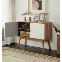 Load image into Gallery viewer, Mid-Century Modern Console Table Storage Cabinet with Solid Wood Legs