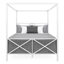 Load image into Gallery viewer, Queen size Modern Industrial Style White Metal Canopy Bed Frame