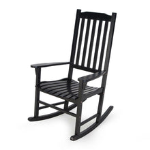 Load image into Gallery viewer, Indoor-Outdoor Patio Porch Black Slat Rocking Chair