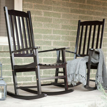 Load image into Gallery viewer, Set of 2 - Indoor-Outdoor Patio Porch Black Slat Rocking Chairs