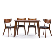 Load image into Gallery viewer, Modern Mid-Century Style 5-Piece Dining Set in Dark Brown Walnut Finish