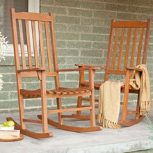 Load image into Gallery viewer, Set of 2 - Indoor-Outdoor Patio Porch Natural Slat Rocking Chairs