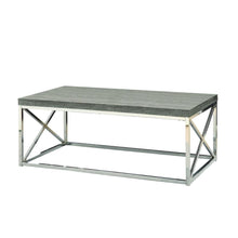 Load image into Gallery viewer, Modern Coffee Table with Chrome Metal Frame and Dark Taupe Wood Top