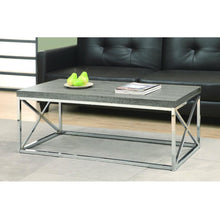 Load image into Gallery viewer, Modern Coffee Table with Chrome Metal Frame and Dark Taupe Wood Top