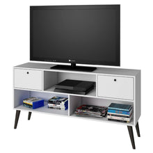 Load image into Gallery viewer, Mid-Century Modern Entertainment Center TV Stand in White Grey Wood Finish