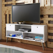 Load image into Gallery viewer, Mid-Century Modern Entertainment Center TV Stand in White Grey Wood Finish