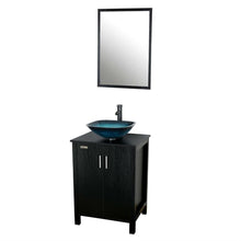 Load image into Gallery viewer, Complete Bathroom Vanity Set with Cabinet Blue Vessel Sink Faucet and Mirror