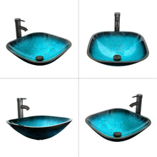 Load image into Gallery viewer, Complete Bathroom Vanity Set with Cabinet Blue Vessel Sink Faucet and Mirror