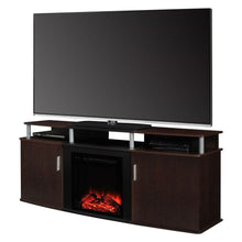 Load image into Gallery viewer, Modern Electric Fireplace TV Stand in Cherry Black Wood Finish - Holds up to 70-inch TV