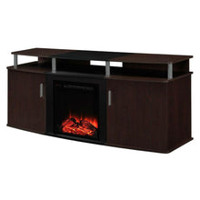 Load image into Gallery viewer, Modern Electric Fireplace TV Stand in Cherry Black Wood Finish - Holds up to 70-inch TV
