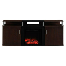 Load image into Gallery viewer, Modern Electric Fireplace TV Stand in Cherry Black Wood Finish - Holds up to 70-inch TV