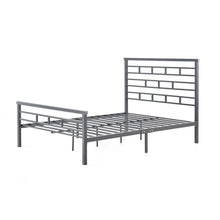 Load image into Gallery viewer, Queen Platform Bed Frame with Metal Headboard in Titanium Silver Finish