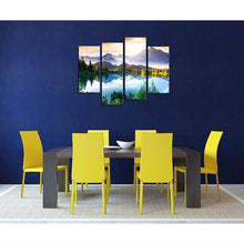 Load image into Gallery viewer, Mountain Forest Lake 4-Panel Wall Art Canvas Print Picture