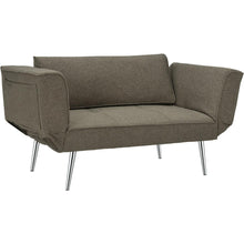 Load image into Gallery viewer, Modern Euro Style Futon Sofa Bed with metal Legs in Gray Upholstery