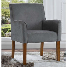 Load image into Gallery viewer, Modern Grey Linen Upholstered Armchair with Wooden Legs