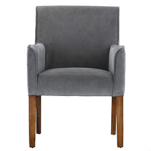 Load image into Gallery viewer, Modern Grey Linen Upholstered Armchair with Wooden Legs