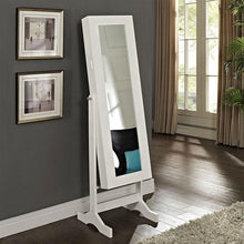 Load image into Gallery viewer, Modern Jewelry Armoire Full Length Tilting Cheval Mirror in Gloss White Finish
