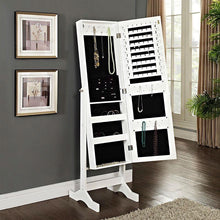 Load image into Gallery viewer, Modern Jewelry Armoire Full Length Tilting Cheval Mirror in Gloss White Finish