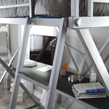 Load image into Gallery viewer, Modern Bunk Bed style Twin Loft Bed with Desk in Silver Metal Finish