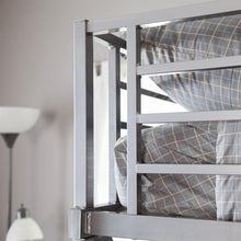 Load image into Gallery viewer, Modern Bunk Bed style Twin Loft Bed with Desk in Silver Metal Finish