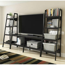 Load image into Gallery viewer, Modern 60-inch Ladder Style TV Stand in Black Finish