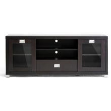 Load image into Gallery viewer, Modern Glass Door TV Stand in Dark Brown