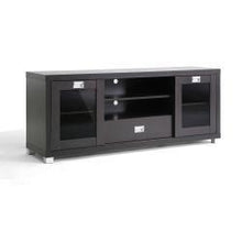 Load image into Gallery viewer, Modern Glass Door TV Stand in Dark Brown