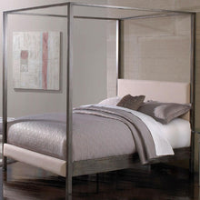 Load image into Gallery viewer, King size Modern Metal Platform Canopy Bed Frame with Upholstered Headboard and Footboard