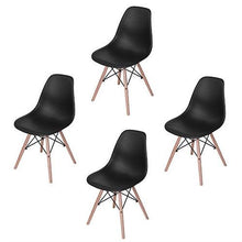 Load image into Gallery viewer, Set of 4 Modern Armless Dining Chairs in Black with Wood Legs