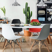 Load image into Gallery viewer, Set of 4 Modern Armless Dining Chairs in Black with Wood Legs