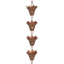 Load image into Gallery viewer, Mariposa 100% Copper 8.5 Ft Rain Chain Cascading Water Cups