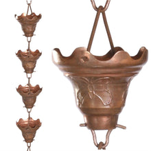 Load image into Gallery viewer, Mariposa 100% Copper 8.5 Ft Rain Chain Cascading Water Cups