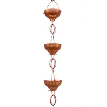 Load image into Gallery viewer, Pure Copper 8.5-Ft Rain Chain with 13 Hammered Funnel Shape Cups